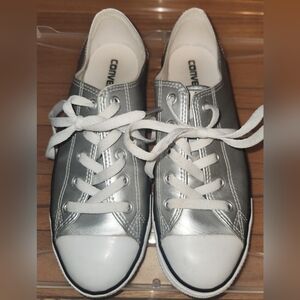 Converse Metallic Silver Low-Top Sneakers Size 9